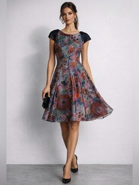 Armani Collezioni Floral Fit-and-Flare Dress